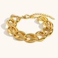 Bracciale a catena spessa in acciaio inossidabile placcato oro 18K con moschettone - Bracciale a Catena Fatto a Mano / Oro