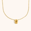 Polished 18K gold plated stainless steel hollow letter O pendant necklace on slim chain - Letter O / Gold