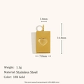 18K gold plated stainless steel rectangular pendant with heart detail, 1.1g jewelry part - Heart Bar Plate - Gold