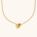 Minimalist 18K gold plated hollow irregular pendant necklace with a fine cross chain - Letter Q / Gold
