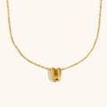 Minimalist 18K gold plated stainless steel necklace featuring a hollow letter U pendant - Letter U / Gold