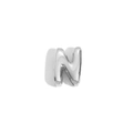 Pendentif lettre N en argent poli avec un design creux 3D minimaliste en acier inoxydable - Lettre N / Acier