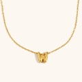 Minimalist 18K gold plated necklace featuring a 3D bubble style letter W pendant - Letter W / Gold