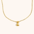 Minimalist 18K gold plated hollow Z-letter pendant necklace with mirror finish - Letter Z / Gold