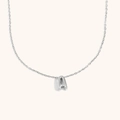 Polished silver letter A pendant on a thin chain minimalist stainless steel necklace - Letter A / Steel