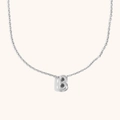 Minimalist silver stainless steel necklace with hollow capital letter B pendant - Letter B / Steel