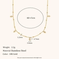 Collar de acero inoxidable chapado en oro de 18K con colgantes de rombos para mujer - Cadena de Cuentas Colgante Rombo / Dorado