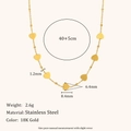 Collar de acero inoxidable chapado en oro de 18K con corazones y medidas detalladas - Cadena de Cuentas Corazón / Dorado
