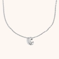 Minimalist silver stainless steel hollow C letter pendant necklace with fine chain - Letter C / Steel