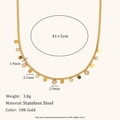 Collar minimalista de acero inoxidable chapado en oro 18K con discos de circón y cadena - Cadena de Eslabones Disco Zirconia / Dorado