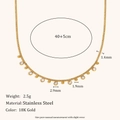Collar de acero inoxidable chapado en oro 18K con circonitas y cadena ajustable 40+5cm - Cadena de Eslabones Zirconia Gota de Agua / Dorado