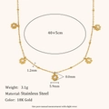 Collar de acero inoxidable chapado en oro 18K con cinco colgantes de flores de circonita - Cadena de Bolas de Flor de Circonita / Dorado