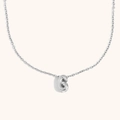 Minimalist silver-tone stainless steel necklace with a 3D hollow letter G pendant - Letter G / Steel