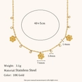 Collar de acero inoxidable chapado en oro 18K con piedras de circón y flores - Cadena Rolo Flor Zirconia / Dorado