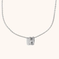 Minimalist silver-toned stainless steel necklace featuring a hollow letter H pendant - Letter H / Steel