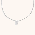 Minimalist silver-toned stainless steel hollow cylinder pendant on fine O-chain necklace - Letter I / Steel