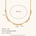 Detalles del collar de cadena con cuentas en acero inoxidable de 18K con medidas - Cadena de Eslabones Gota de Agua / Dorado