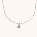 Polished silver-tone hollow letter J bubble pendant on a slim minimalist O-chain necklace - Letter J / Steel