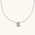 Polished silver bubble letter K pendant necklace with minimalist stainless steel link chain - Letter K / Steel
