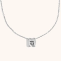 Minimalist silver-colored hollow letter M pendant necklace with fine chain for women - M / Steel
