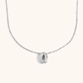 Minimalist silver hollow letter O pendant necklace with polished stainless steel chain - Letter O / Steel