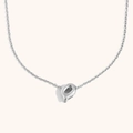 Polished silver stainless steel necklace with organic teardrop pendant in 18K white gold finish - Letter Q / Steel