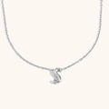 3D bubble hollow letter S pendant necklace in silver finish with delicate link chain - S / Steel
