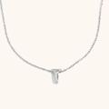 Minimalist stainless steel necklace featuring a polished 3D hollow letter T pendant - Letter T / Steel