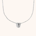 Polished silver hollow letter U pendant necklace with sleek stainless steel chain link - Letter U / Steel