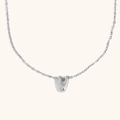 Minimalist silver stainless steel necklace with geometric hollow heart pendant - Letter V / Steel