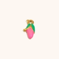 Mais-Anhänger aus Emaille in Rosa und Grün mit 18K Vergoldung auf schlichtem Grund - Emaille Mais-Rosa-Grün