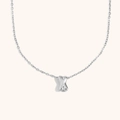 Minimalist silver-plated stainless steel necklace with a hollow X-shaped pendant - Letter X / Steel