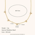 Collar de acero inoxidable chapado en oro de 18K con cadena de bolas y circones blancos - Cadena de Cuentas de Zirconia / Dorado