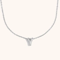Sleek silver hollow letter Y pendant necklace with a fine chain for minimalist style - Letter Y / Steel