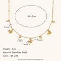 Collar de acero inoxidable chapado en oro 18K con mariposas y circonitas blancas - Cadena de Cuentas Zirconia Mariposa / Dorado