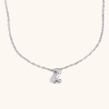 Minimalist silver letter Z hollow pendant necklace with delicate chain in stainless steel - Letter Z / Steel