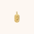 18K gold plated stainless steel Cancer zodiac coin pendant with crystal accents - Cancer / Gold