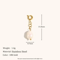 Colgante cierre de resorte de acero chapado en oro 18K con perla barroca blanca - Estilo Perla Artificial Barroca (C9159)