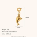 Detailed specs of dolphin pendant in 18K gold stainless steel with spring clasp - Dolphin Pendant - Gold