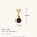 Colgante de resorte en acero bañado en oro 18K con circón negro facetado 26,7 mm - Estilo Diamante de Imitación Redondo Negro (N2662-1)