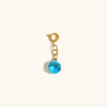 Colgante con cierre de resorte bañado en oro de 18K y gema azul brillante facetada - Estilo Gema Azul (N2662-2)