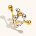 Moderner zweifarbiger Gold- und Silber-Kugelring mit Hochglanzfinish und offener Form - US 7 / zweifarbig