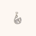 Polished silver horseshoe pendant with horse head relief and spring ring clasp connector - Horse Head Pendant - Steel Color