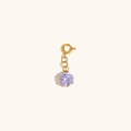 Ciondolo con chiusura a molla placcato oro 18K e zircone cubico lavanda rotondo - Stile Strass Tondo Viola (N2662-5)