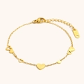 Bracciale minimalista in acciaio inossidabile placcato oro 18K con ciondoli a cuore - Oro