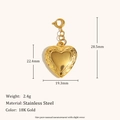 Ciondolo a cuore in acciaio inossidabile placcato oro 18K con rilievo floreale vintage - Stile Medaglione Cuore Rilievo (N3429)