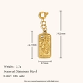 Ciondolo ghepardo inciso con chiusura a molla in acciaio inossidabile placcato oro 18K - Stile Tarocchi Leopardo Forza (N3045)