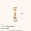 Ciondolo a stella in acciaio inossidabile placcato oro 18K con piccoli cristalli - Stile Stella Strass (E6994)