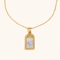 18K gold plated stainless steel tarot moon pendant necklace with celestial arch design - Moon Tarot Card Necklace - Two-Tone