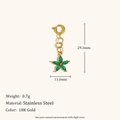Ciondolo a fiore in acciaio placcato oro 18K con pietre marquise verdi brillanti - Stile Petalo Verde (E7123)